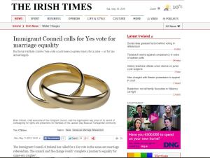 IT report of Immigrant council calling for a Yes Vote